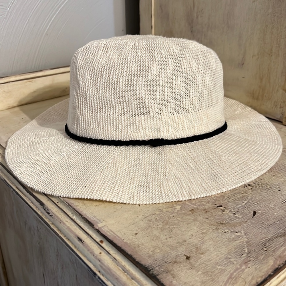 Rachel Zoe Cream Straw Hat with Black Trim